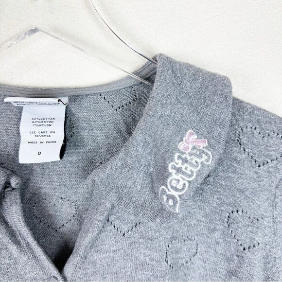 Betty & Veronica Grey Heart Valentines Sweater Cardigan Collar Size 0 - Picture 3 of 9